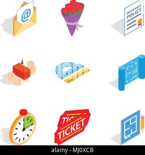 Work sample icons set, isometric style Stock Vector