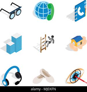 Job sample icons set, isometric style Stock Vector