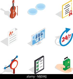 Experimental place icons set, isometric style Stock Vector