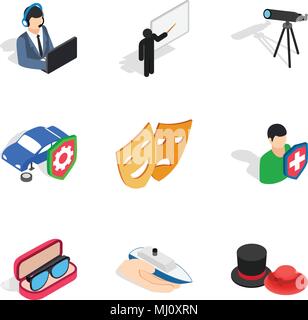 Experimental work icons set, isometric style Stock Vector