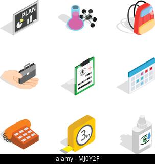 Research area icons set, isometric style Stock Vector