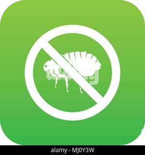 No flea sign icon digital green Stock Vector