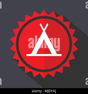 Camp red sticker flat design vector icon Stock Vector