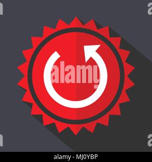 Rotate red sticker flat design vector icon Stock Vector
