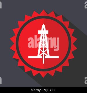 Drilling red sticker flat design vector icon Stock Vector