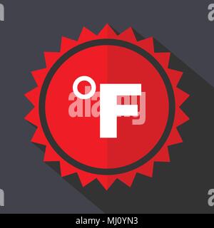 Fahrenheit red sticker flat design vector icon Stock Vector