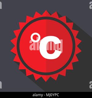 Celsius red sticker flat design vector icon Stock Vector