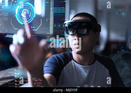 Playing magic | Virtual reality with hololens in the lab Stock Photo