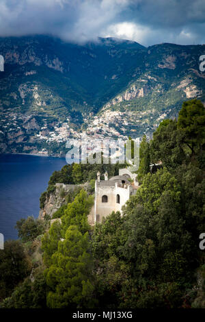 Ruins of a cliff-side villa overlooking the Amalfi Coast near Positano, Campania, Italy Stock Photo