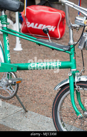 Raleigh Chopper bike for sale at a retro vintage car boot sale. Granary Square, Kings Cross, London Stock Photo