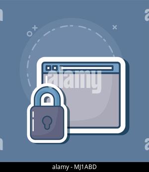 web interface with padlock over gray background, colorful design. vector illustration Stock Vector