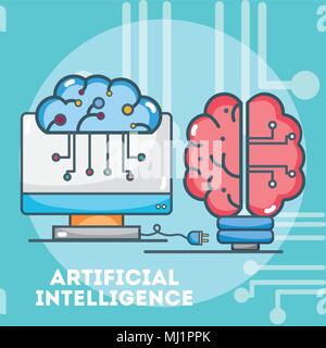 Artificial intelligence concept cartoons Stock Vector