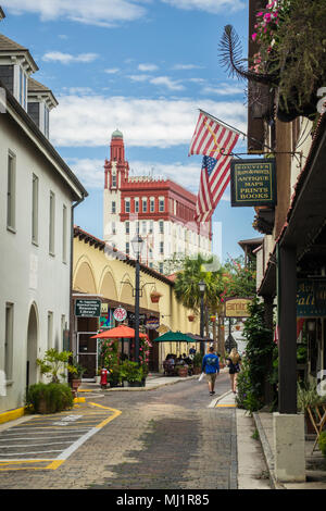 Tourists on Aviles Street Saint Augustine, Florida USA Stock Photo