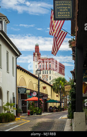 A view down Aviles Street, Saint Augustine, Florida USA Stock Photo