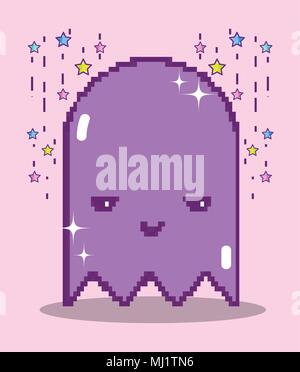 Pixelated ghost videogame character Stock Vector