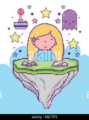 Pixelated videogame scenery Stock Vector