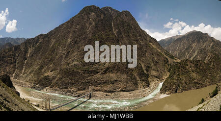 Confluence Of Kondia And Indus Rivers, Gilgit-Baltistan Pakistan Stock ...