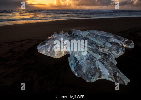 Ice block at Diamond Beach in Iceland Stock Photo