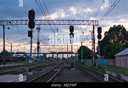 Railway traffic lights Stock Photo
