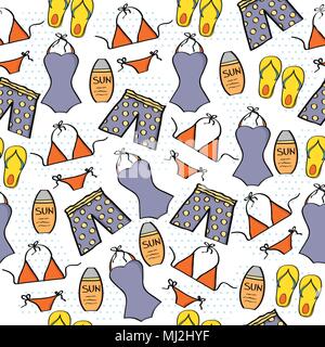 Doodle cartoon seamless pattern summer holiday concept, vector format Stock Vector