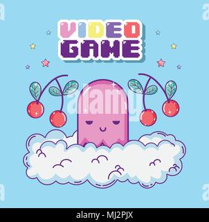 Pixelated retro videogame scenery Stock Vector