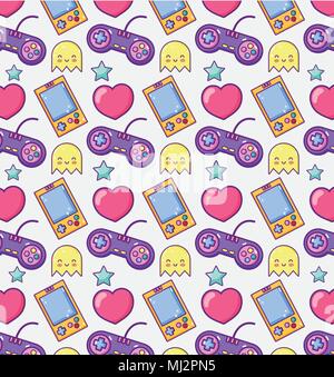 Videogame cartoons pattern background Stock Vector
