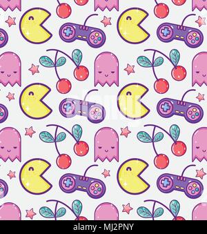 Videogame cartoons pattern background Stock Vector