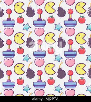 Videogame cartoons pattern background Stock Vector