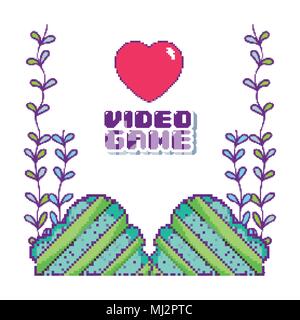 Pixelated videogame scenery Stock Vector
