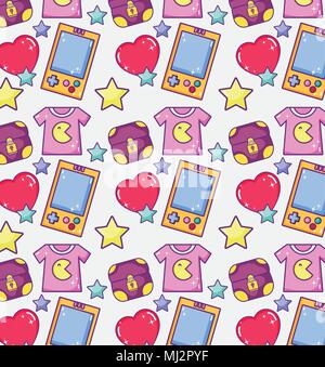 Videogame cartoons pattern background Stock Vector