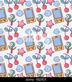 Videogame cartoons pattern background Stock Vector
