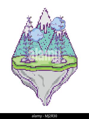 Pixelated videogame scenery Stock Vector