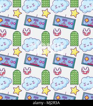 Videogame cartoons pattern background Stock Vector