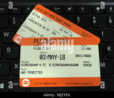 Plusbus rail ticket bus travel for Birmingham on WM travel, UK Stock Photo