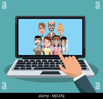 Family on laptop screen Stock Vector