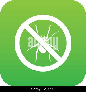 No spider sign icon digital green Stock Vector