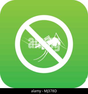 No mosquito sign icon digital green Stock Vector