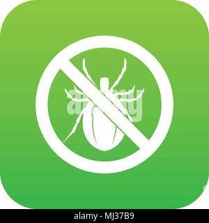No bug sign icon digital green Stock Vector