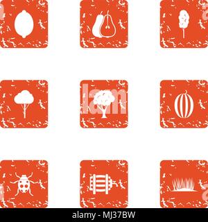 Savory icons set, grunge style Stock Vector