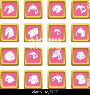 Tent forms icons set pink square vector Stock Vector