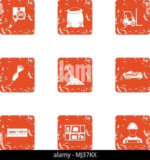 Posting icons set, grunge style Stock Vector