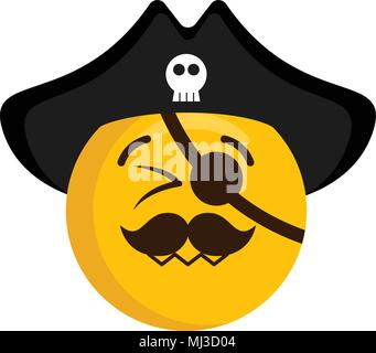 Happy pirate emoji with a hat Stock Vector