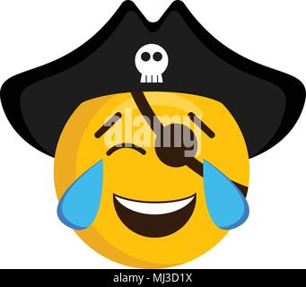Happy pirate emoji with a hat Stock Vector