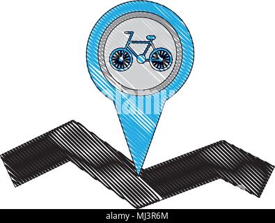 bicycle tracker route navigation mobile concept vector illustration drawing Stock Vector