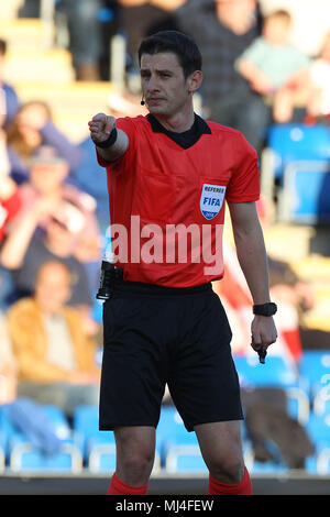 Chesterfield, UK. 4th May, 2018. Referee Halil Umut Meler during the 2018 UEFA European Under-17 Championship Group A match between England and Israel at Proact Stadium on May 4th 2018 in Chesterfield, England. (Photo by Paul Chesterton/phcimages.com) Credit: PHC Images/Alamy Live News Stock Photo