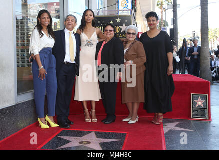 Hollywood, CA, USA. 3rd May, 2018. 03 May 2018 - Hollywood California - Cisley SaldaÃ±a Nazario, Zoe Saldana, Aridio SaldaÃ±a, Asalia Nazario, Mariel SaldaÃ±a Nazario. Zoe Saldana Honored With A Star On The Hollywood Walk Of Fame. Photo Credit: F. Sadou/AdMedia Credit: F. Sadou/AdMedia/ZUMA Wire/Alamy Live News Stock Photo