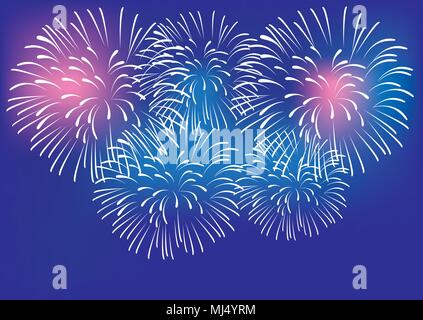 vector illustration of fireworks colorful background Stock Vector