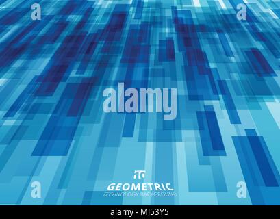 Abstract technology diagonally overlapped geometric squares shape perspective blue colour background. Vector graphic illustration Stock Vector