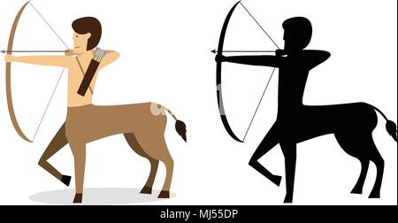 Centaur archer in flat and silhouette style vector design Stock Vector