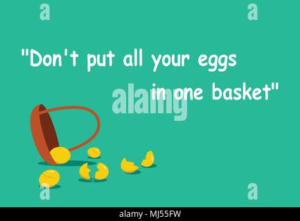 Don't put all your eggs in one basket with vector art Stock Vector